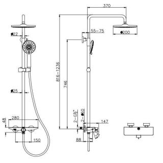 Душевая стойка Kohr Cool 1LN810301DB-0000A чёрный